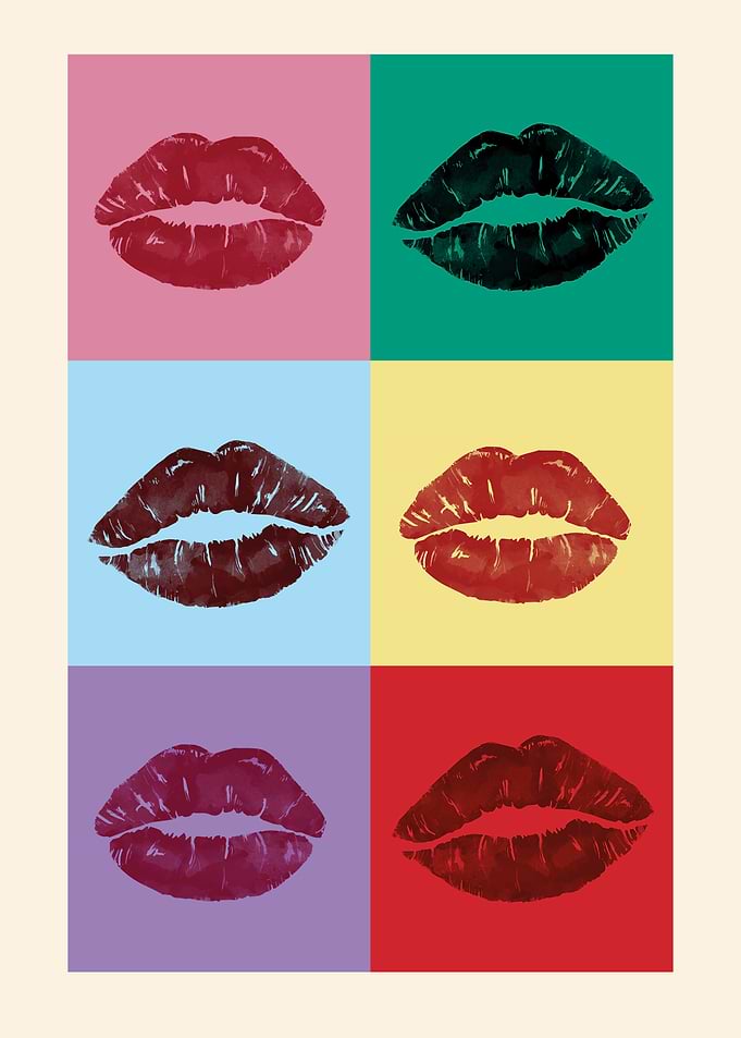 Pop Art Lips Grid Print