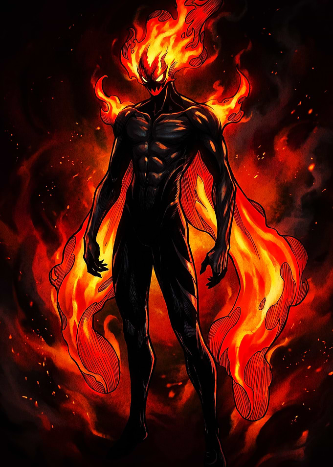 Fiery Dark Entity Character Illustration