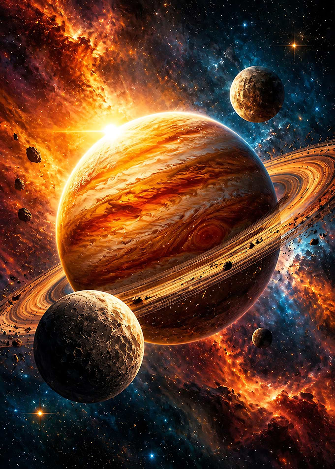 Majestic Ringed Planet in Deep Space