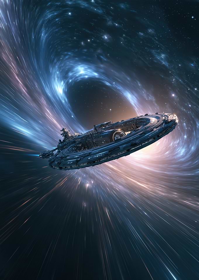 Spaceship Traveling Through a Wormhole