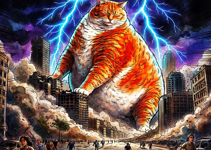 Giant Cat City Attack Anime Poster