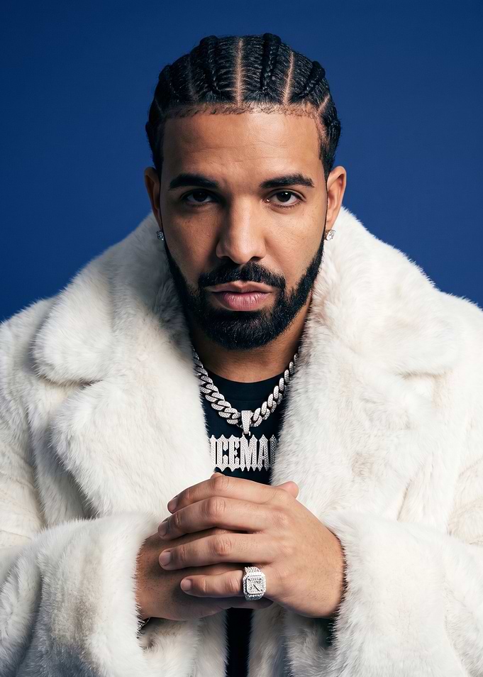 Drake Portrait in White Fur Coat