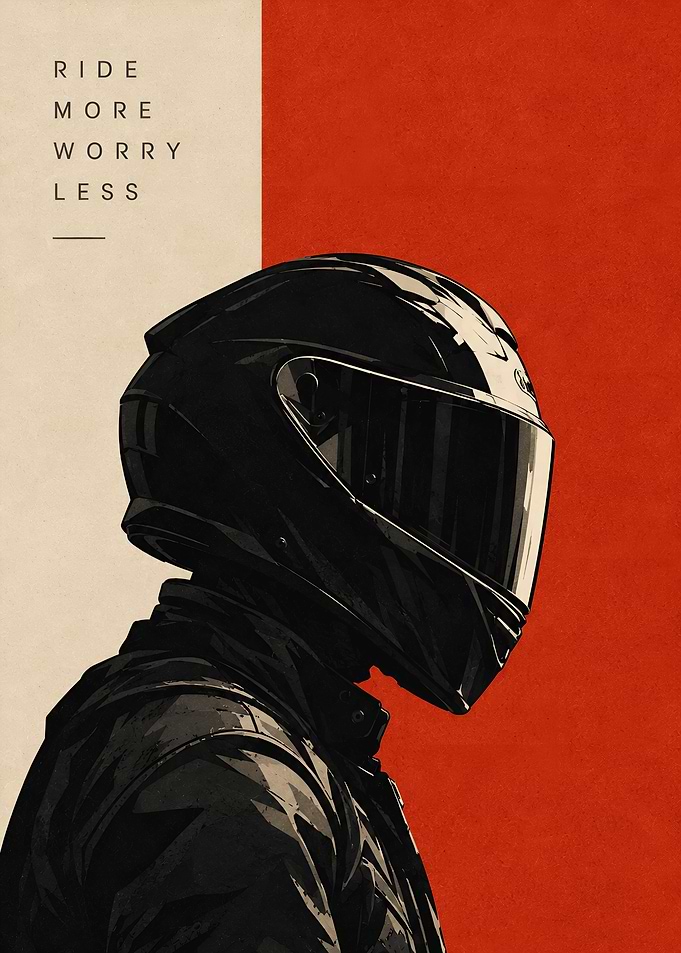 Ride More Worry Less Motorcycle Poster