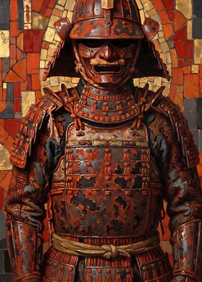 Weathered Samurai Armor in Gold Mosaic