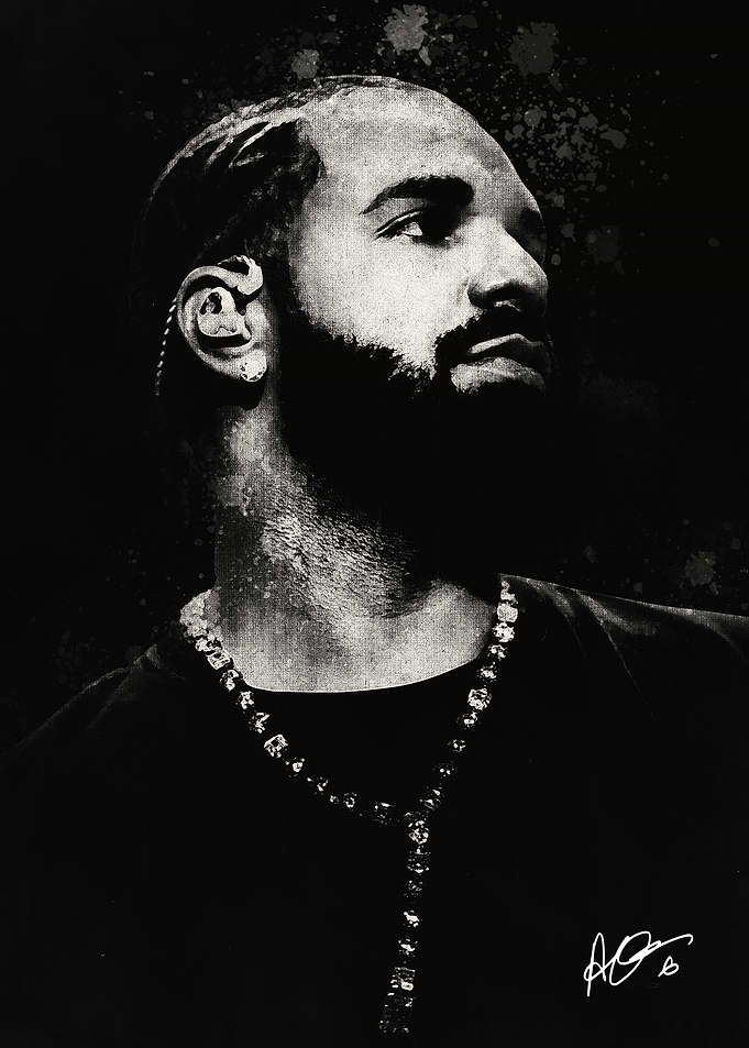 Drake Portrait Artistic Black and White