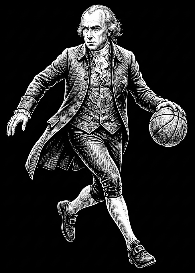 James Madison Playing Basketball