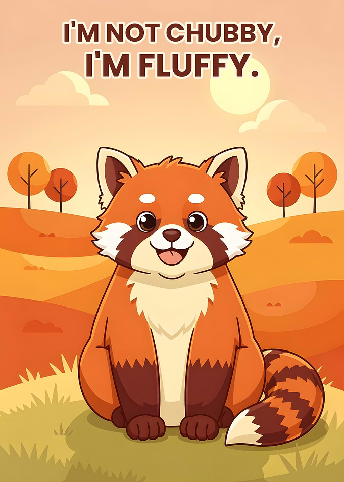 Cute Fluffy Red Panda Illustration