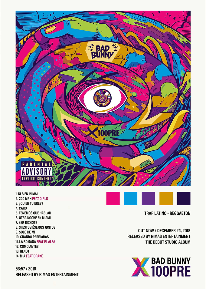 Bad Bunny X100PRE Album Poster