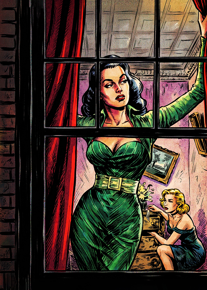 Vintage Noir Comic Book Illustration