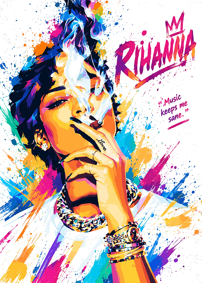 Rihanna Colorful Pop Art Portrait
