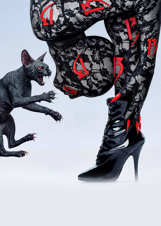 Gothic Fashion with Sphynx Cat