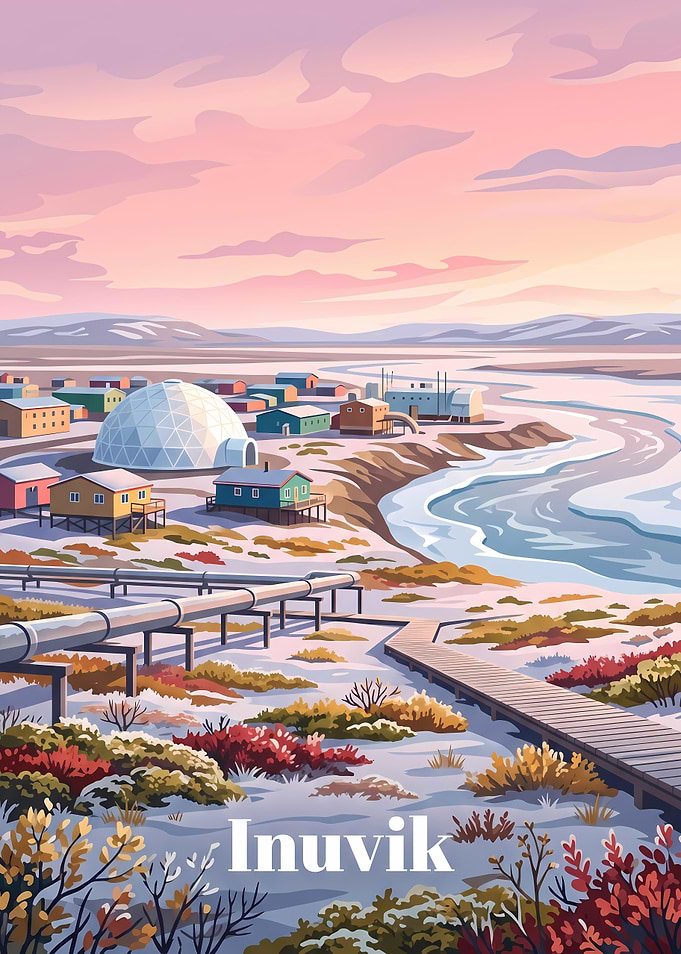 Inuvik Arctic Landscape Travel Poster