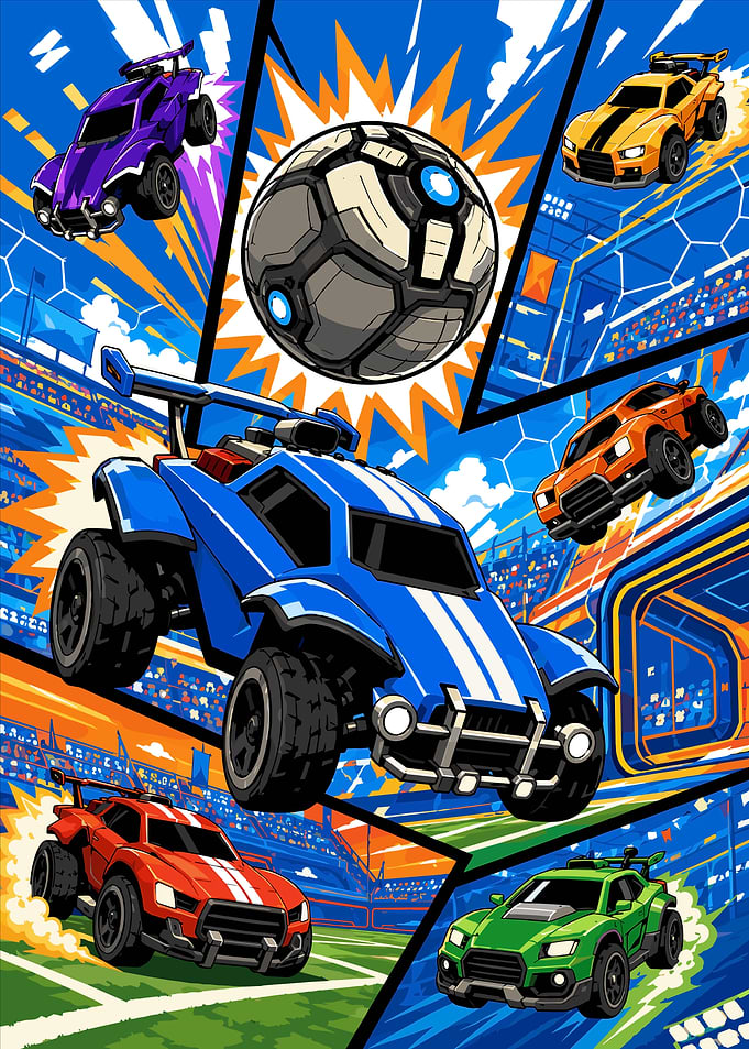 Rocket League Pixel Art Poster