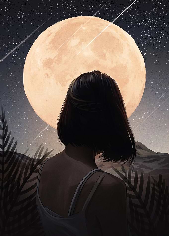 Moonlight Girl Aesthetic Poster