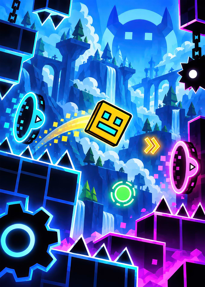 Geometry Dash Neon Platformer Adventure