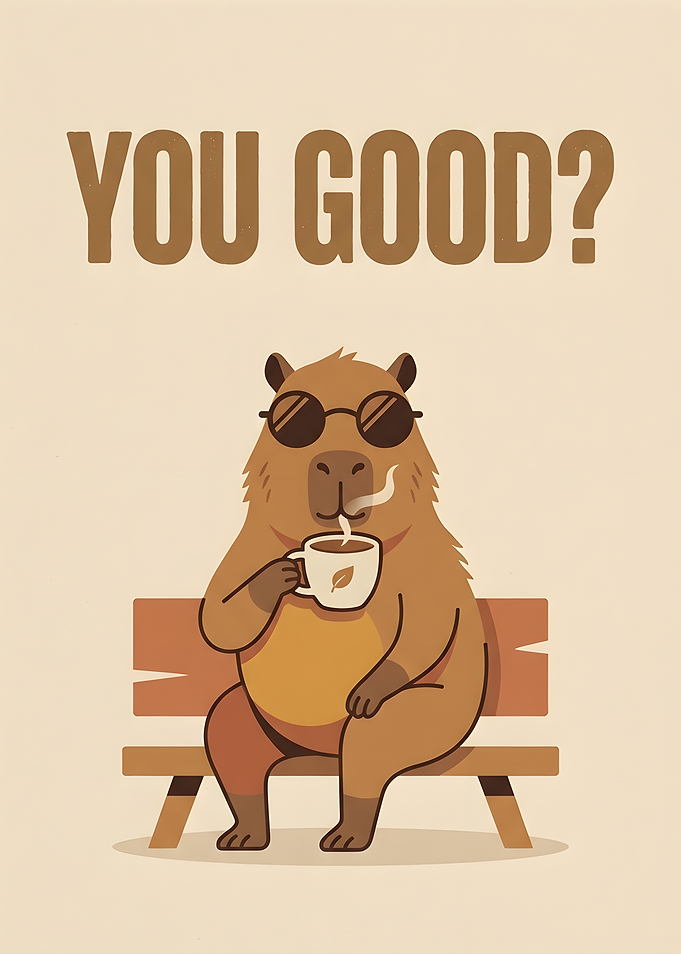 Cool Capybara Drinking Coffee Poster