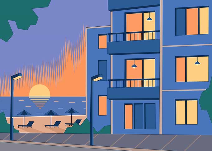 Minimalist Beachside Apartment at Sunset