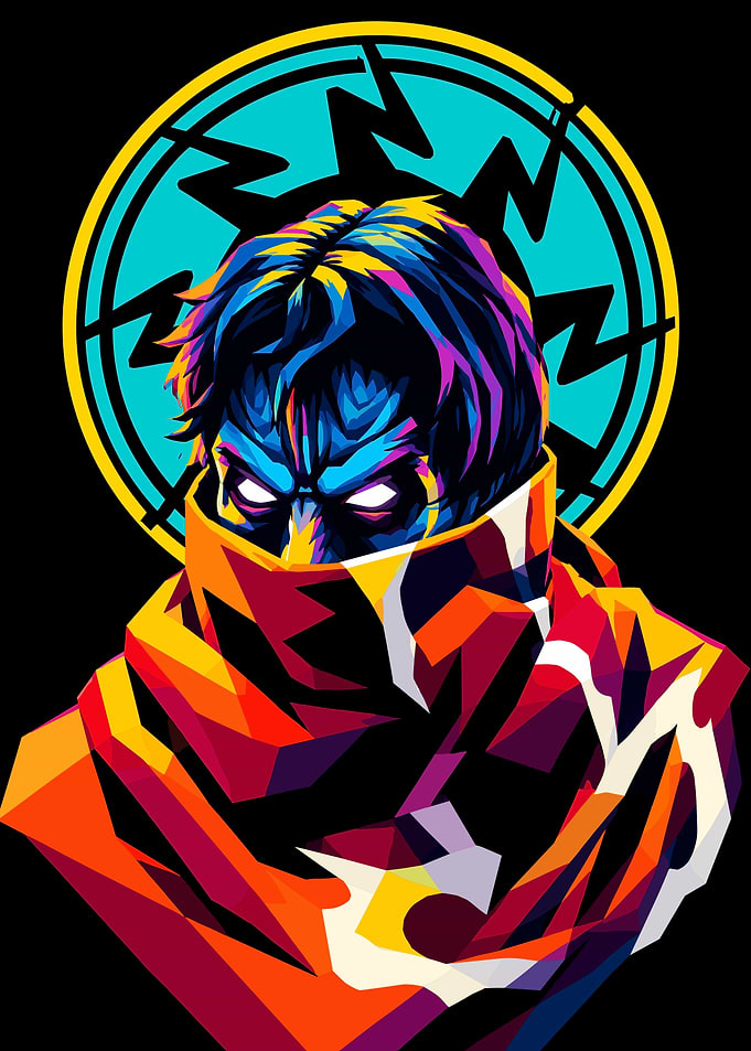 Vibrant Pop Art Style Ninja Portrait