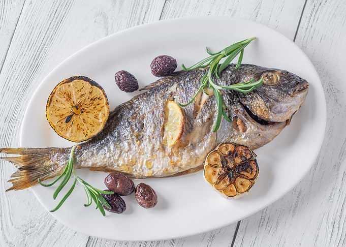 Grilled Sea Bream with Mediterranean Garnish