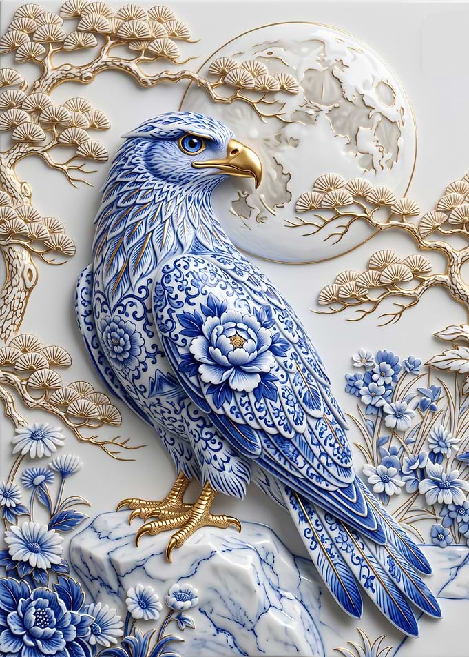 Porcelain Style Eagle Relief Art