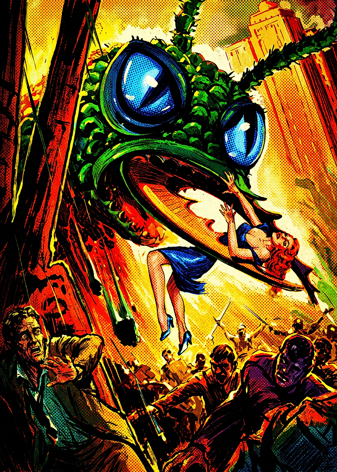 Vintage Sci-Fi Monster Attack Poster
