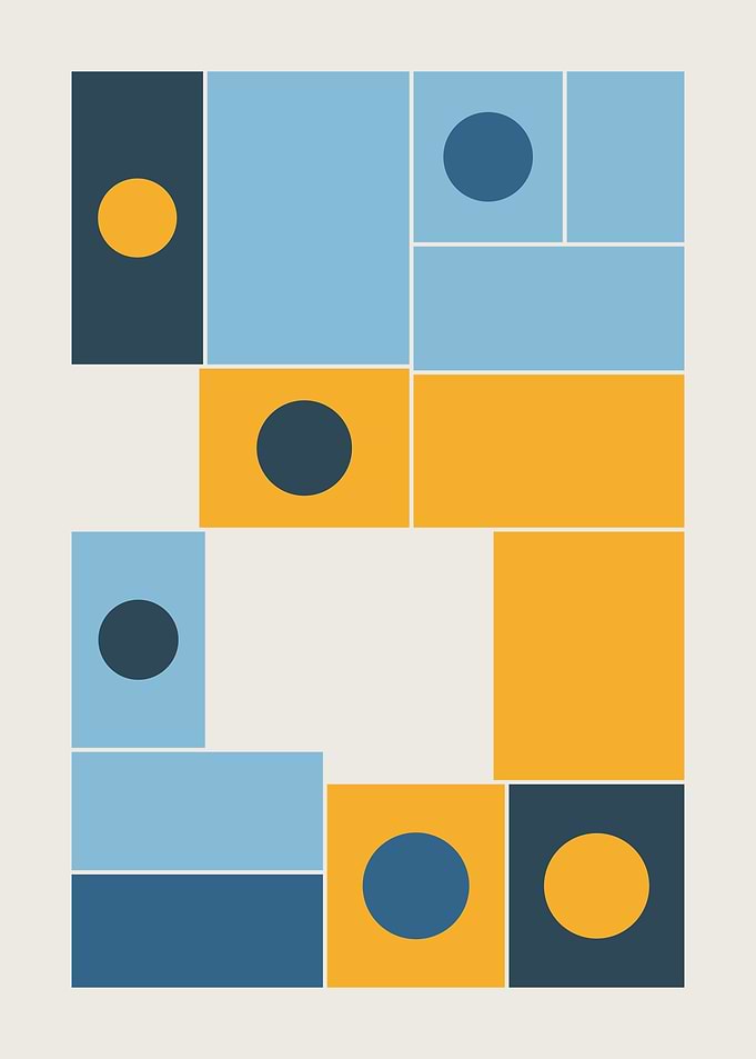 Navy Blue and Mustard Bauhaus