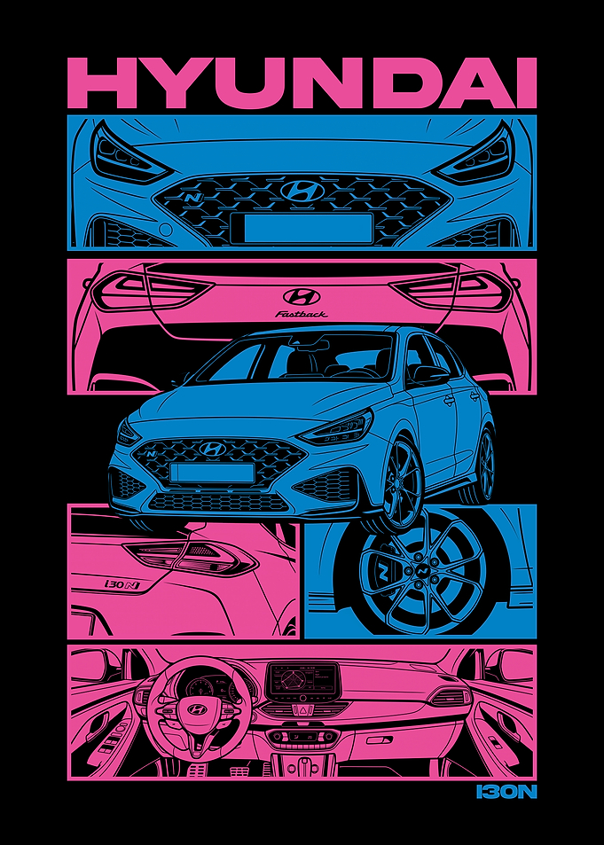 Hyundai i30N Fastback Graphic Poster