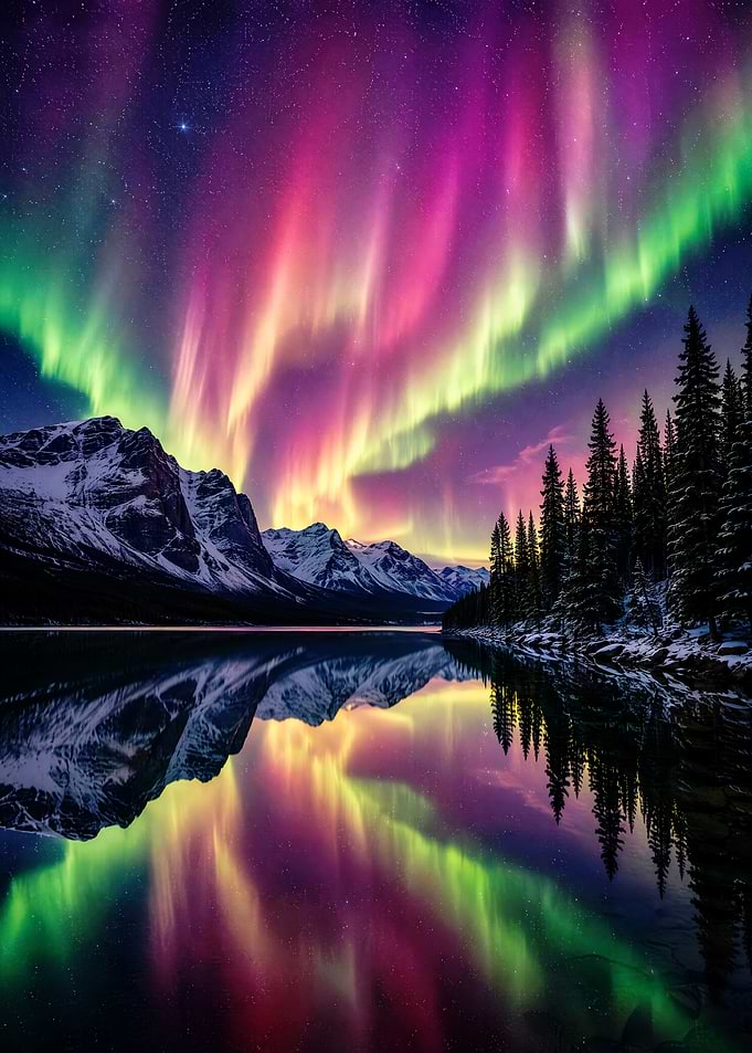 Forest at Lake Nothern Lights Nature