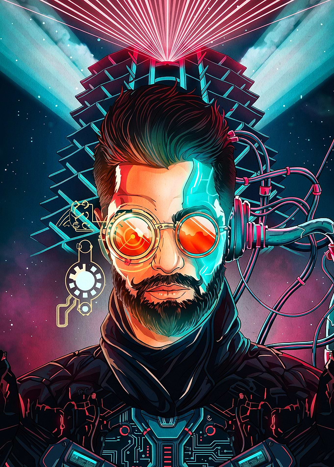 Cyberpunk Cyborg Sci-Fi Synthwave A