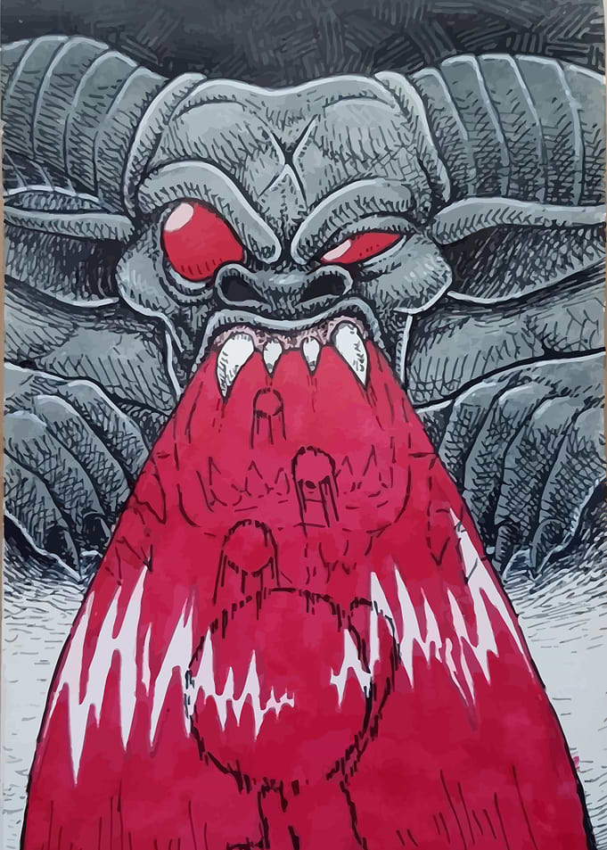 Demon Creature Breathing Red Fire