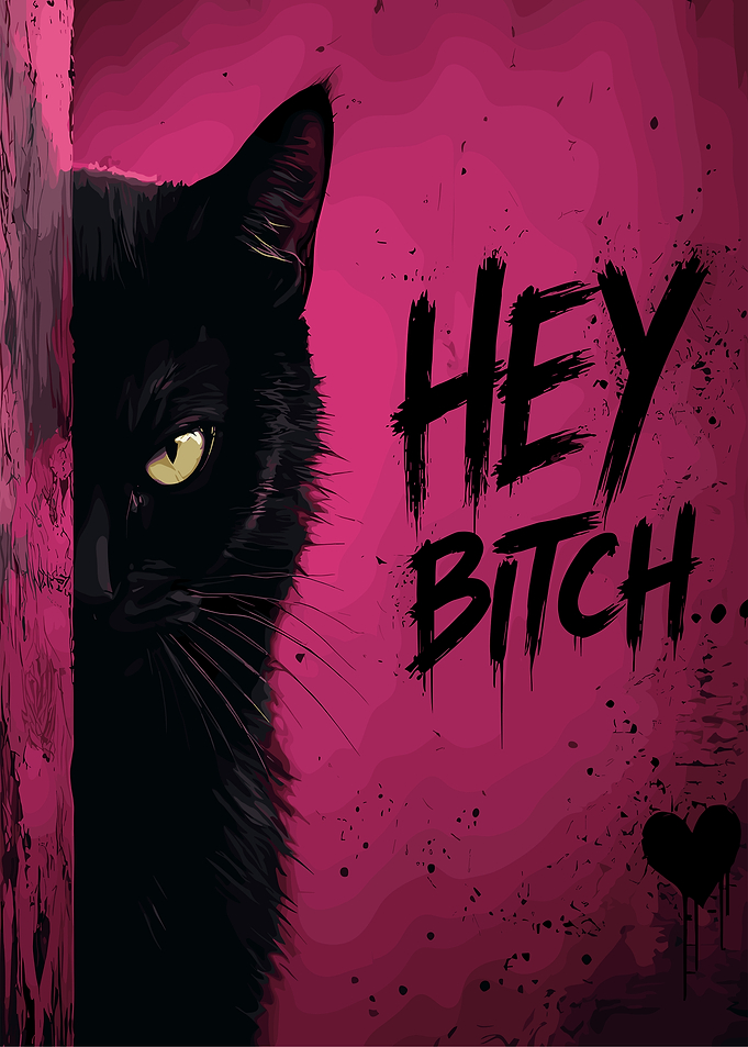 Sassy Black Cat Pink Poster