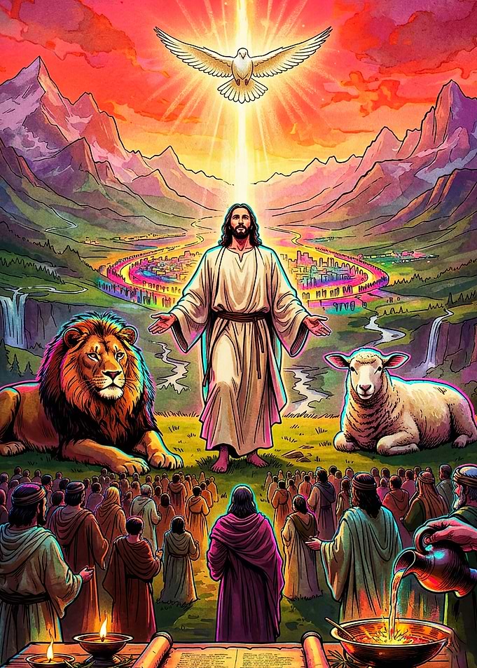 Jesus Lion Lamb Divine Epic Art