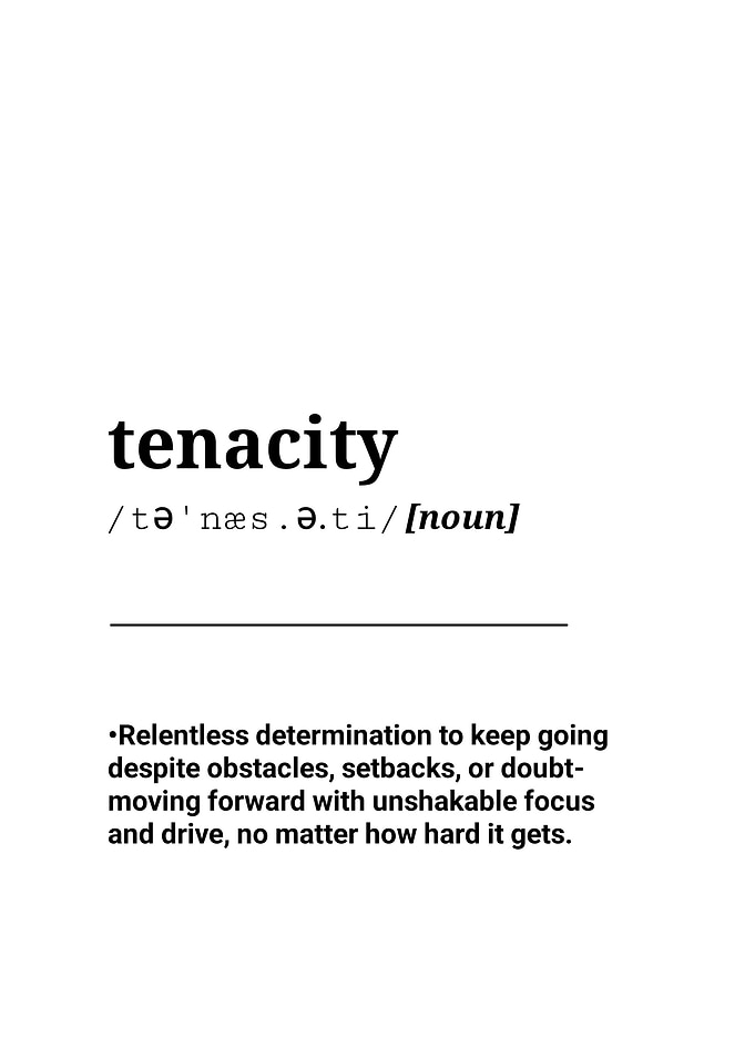 Tenacity Definition Minimalist Poster