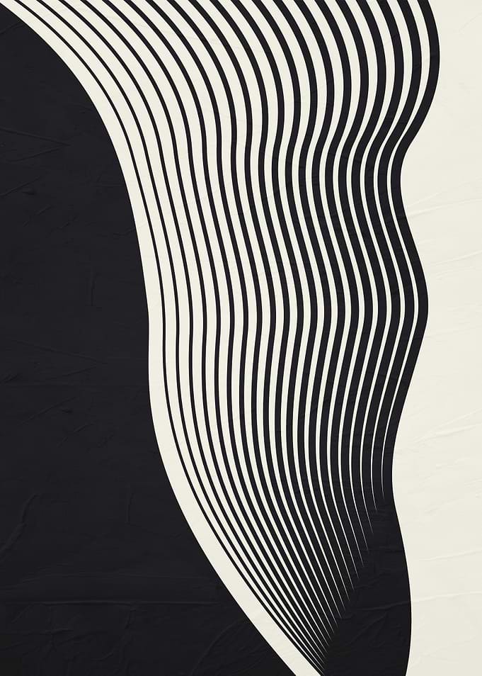Minimalist Black and White Wavy Lines