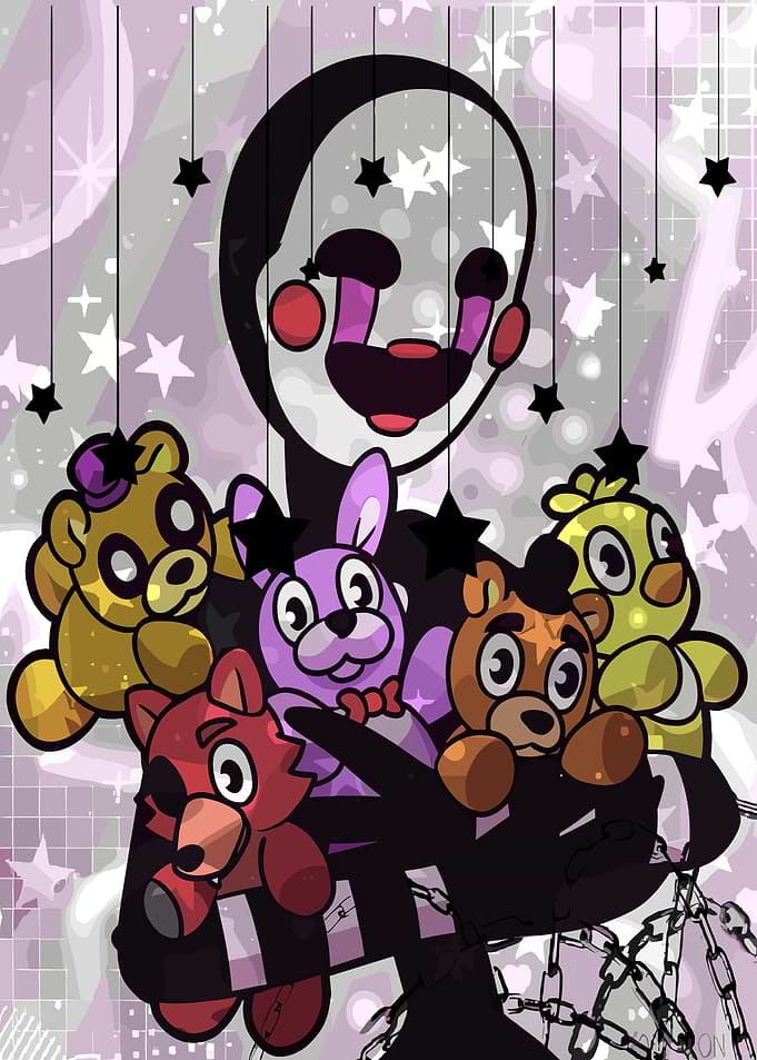 The Puppet with FNAF Plushies