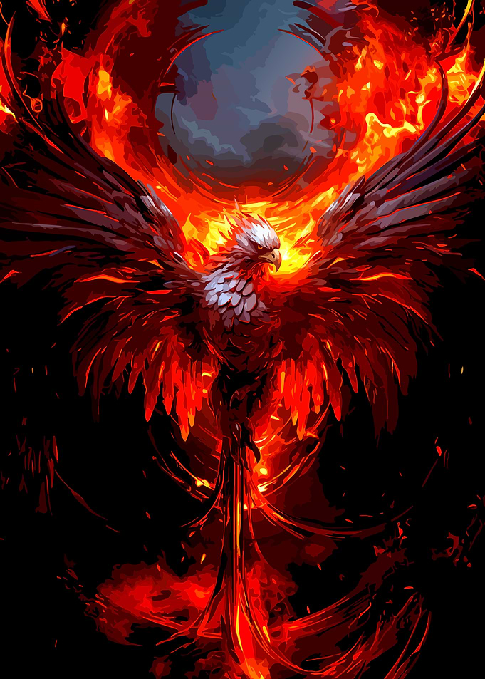 Majestic Fiery Phoenix Rising
