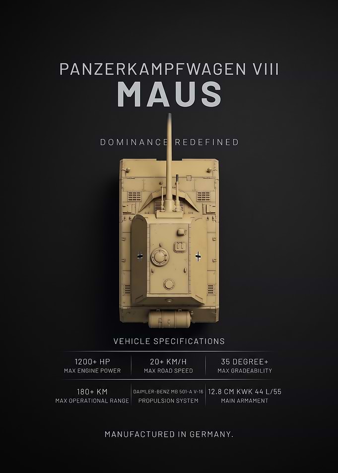 top view Panzerkampfwagen VIII Maus Tank Poster