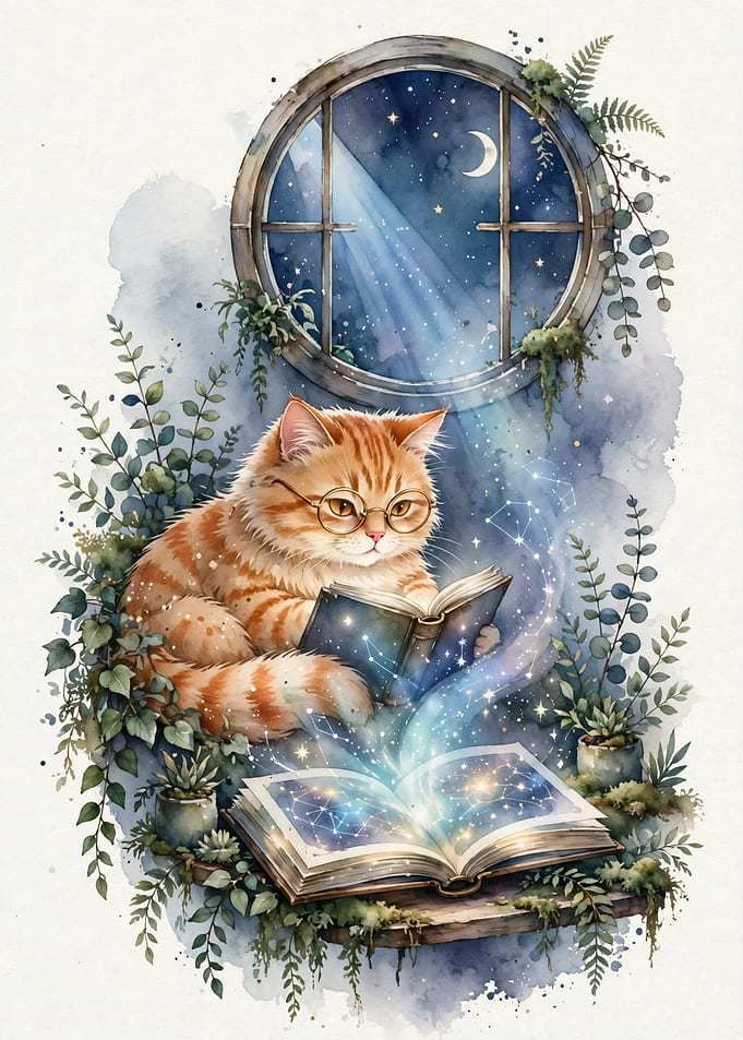 Magical Reading Ginger Cat