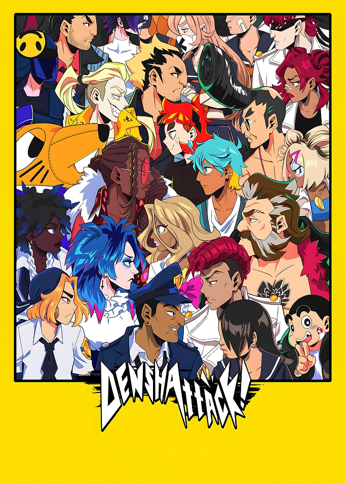 Densha Attack Anime Character Ensemble Poster