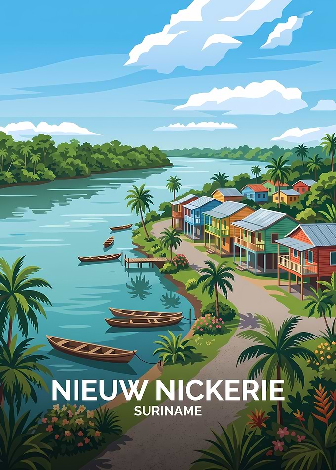 Nieuw Nickerie Suriname Travel Poster