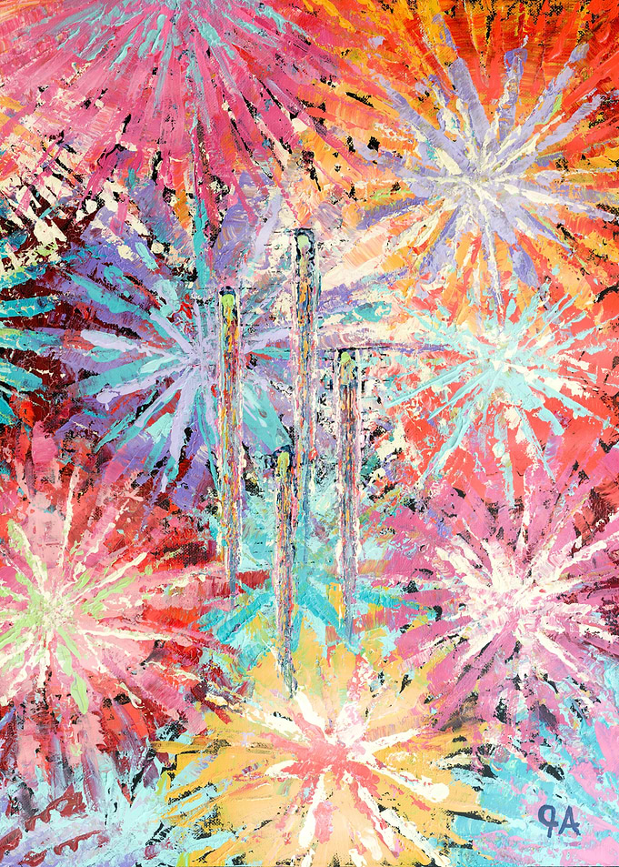 Abstract Colorful Fireworks Painting - Ascension - Fireworks