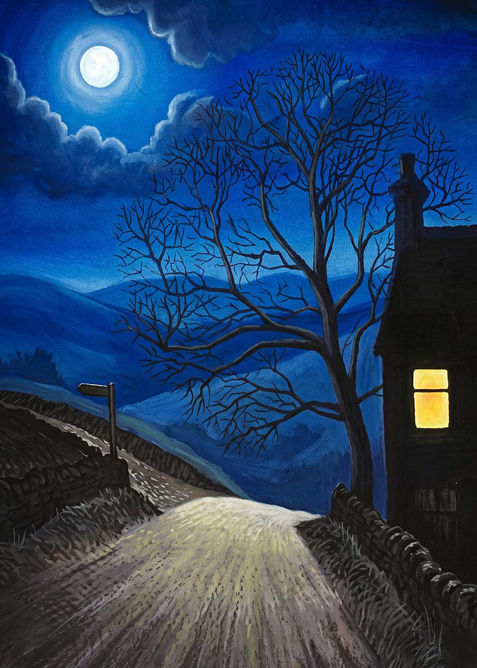Moonlit Landscape Night Art Poster