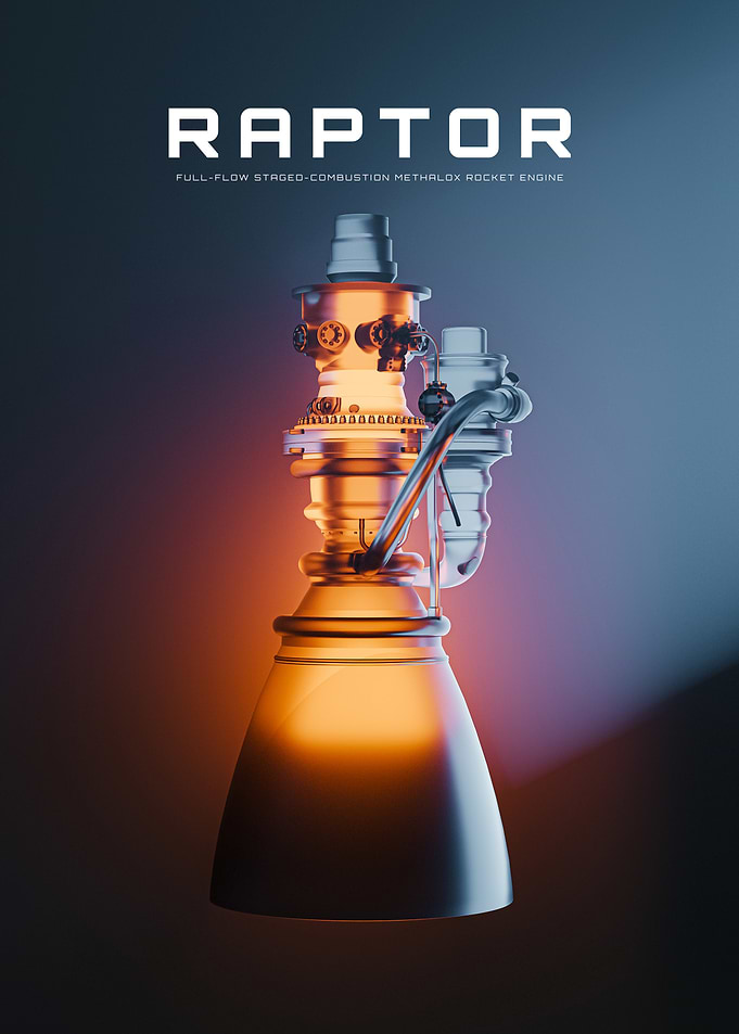 SpaceX Raptor Rocket Engine Poster