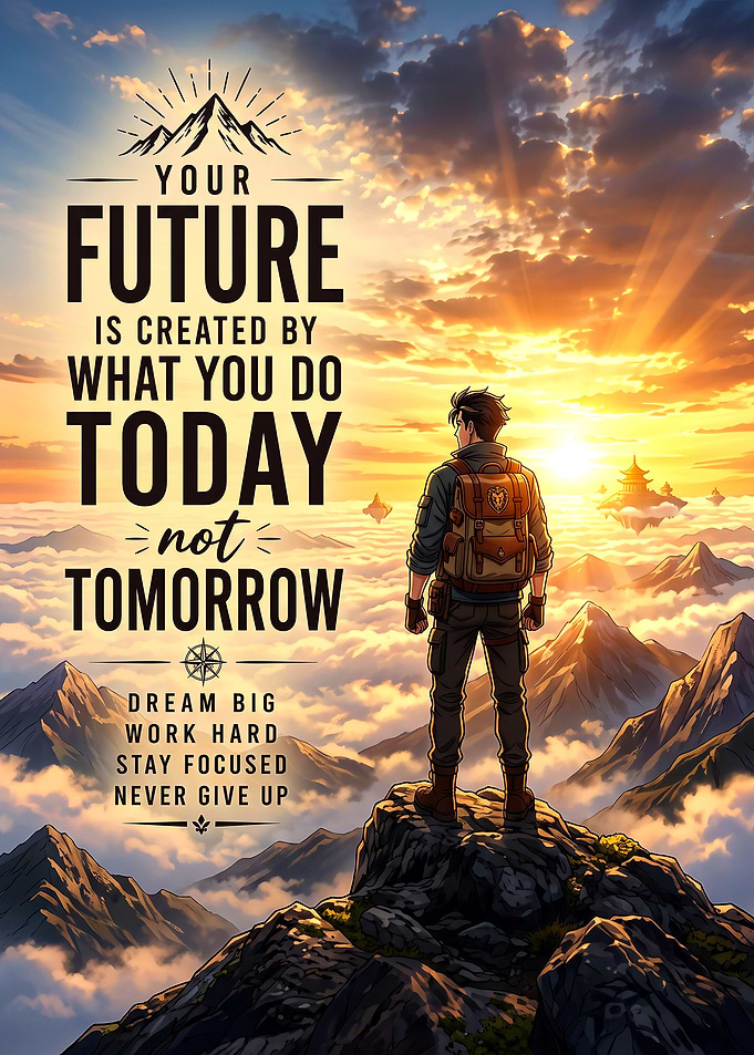 Inspirational Mountain Hiker Motivational Poster