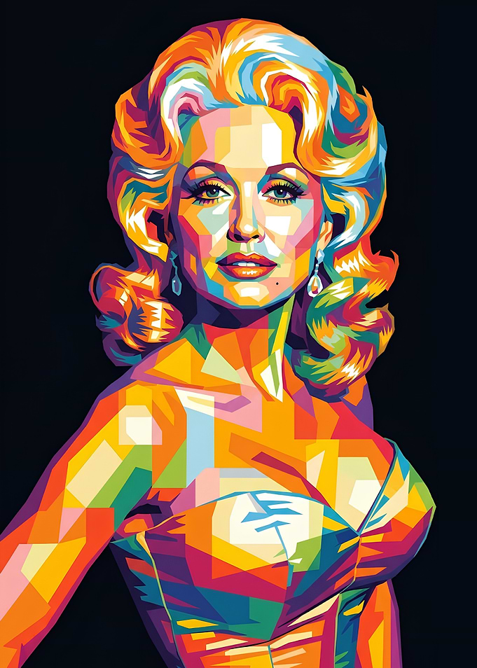 Colorful Pop Art Dolly Parton Portrait