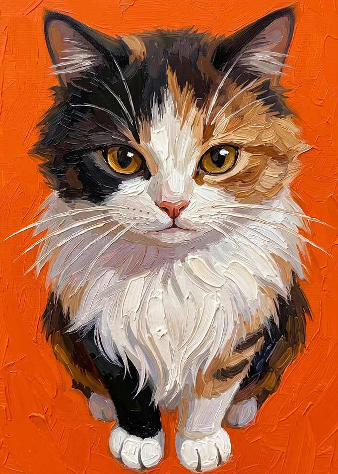 Oil Painting of a Calico Cat
