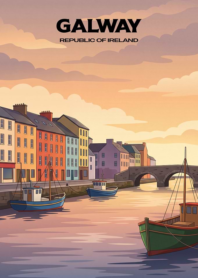 Galway Ireland Travel Poster
