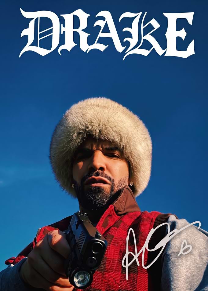 Drake Portrait with Gun and Fur Hat