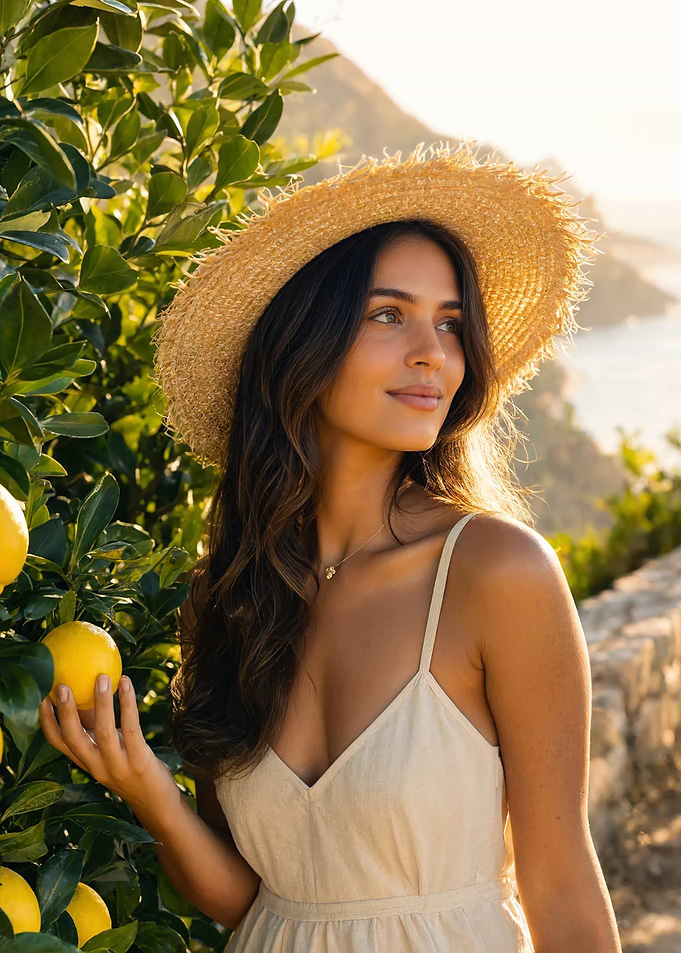 Woman in Straw Hat by Lemons