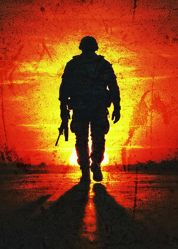 Soldier Silhouette at Sunset